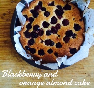 Blackberry and orange almond cake