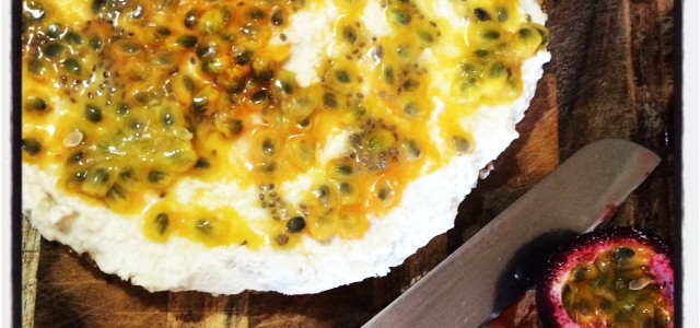 Raw lemon and passionfruit cheesecake