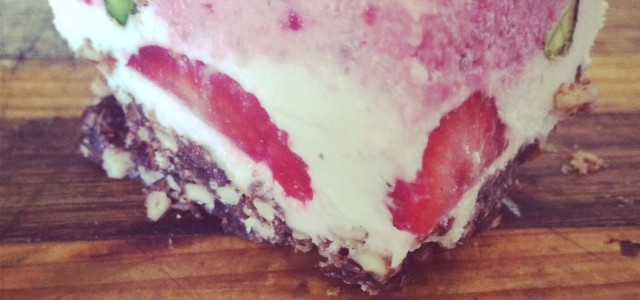 Strawberries and cream slice (dairy free)